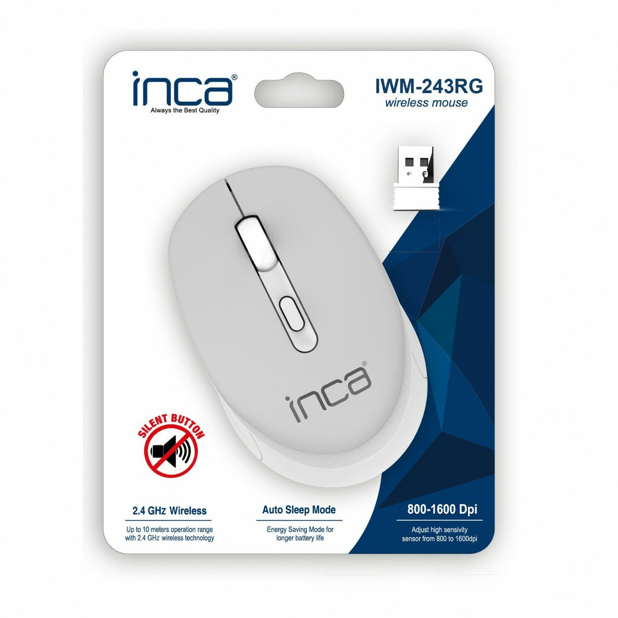 Inca Raton Iwm-243rh 1600 Dpi,Candy Design Gris, 2,4ghz