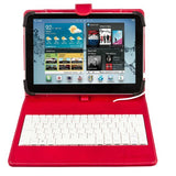 Funda Universal Silver Ht Para Tablet 9-10.1" + Teclado Con Cable Micro Usb Rojo/Blanco