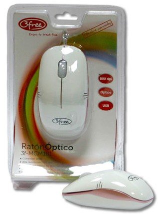 3free Mouse Optico Usb Mcm101/Wp Diseño Blanco Rosa