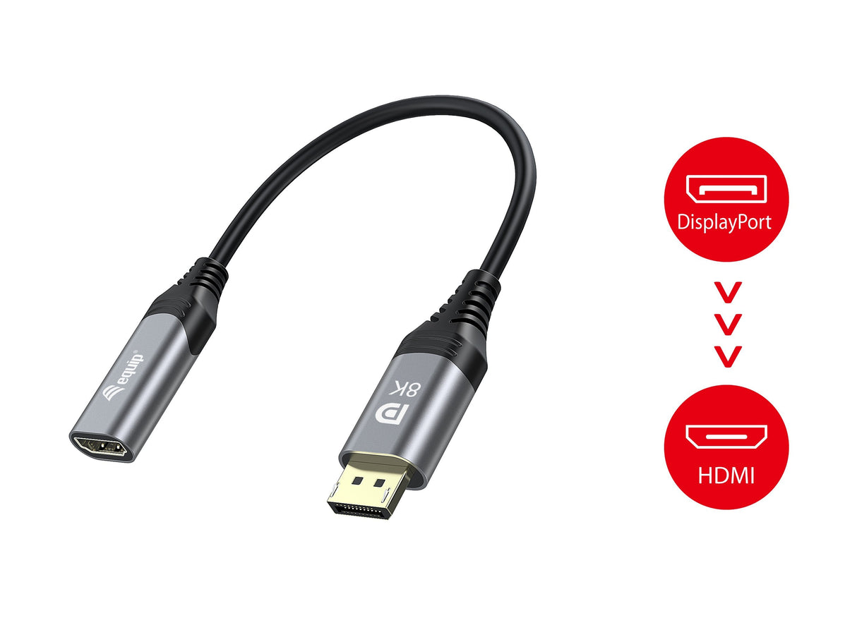 Equip Adaptador Displayport -> Hdmi 1.4 M H 8k 60hz Gris 0,15 M