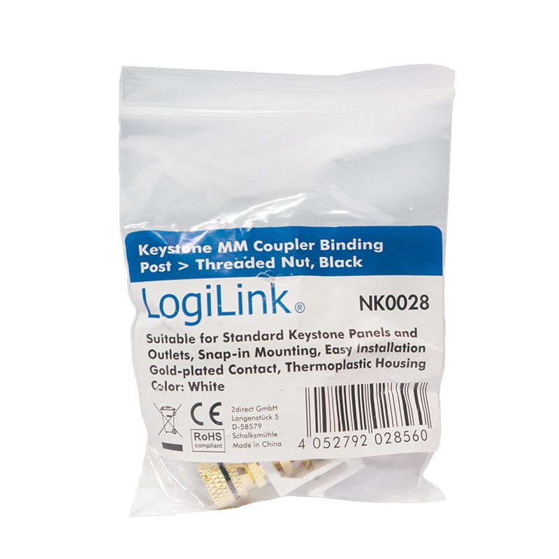 Kab Keystone Verbinder Binding Post > Threaded Nut, Black Logilink