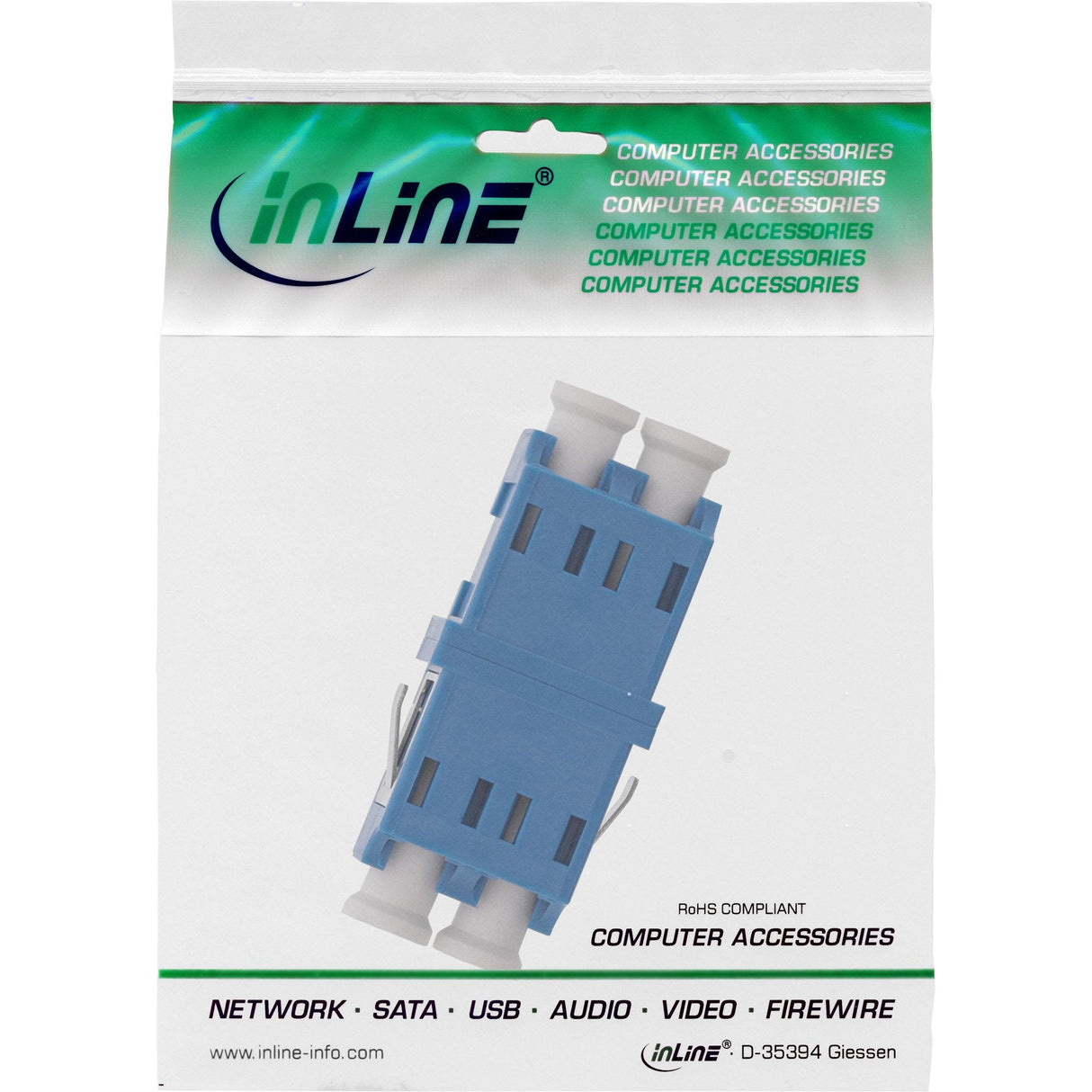 Adaptador De Fibra Óptica Inline Duplex Lc/Lc Sm Funda De Cerámica Azul