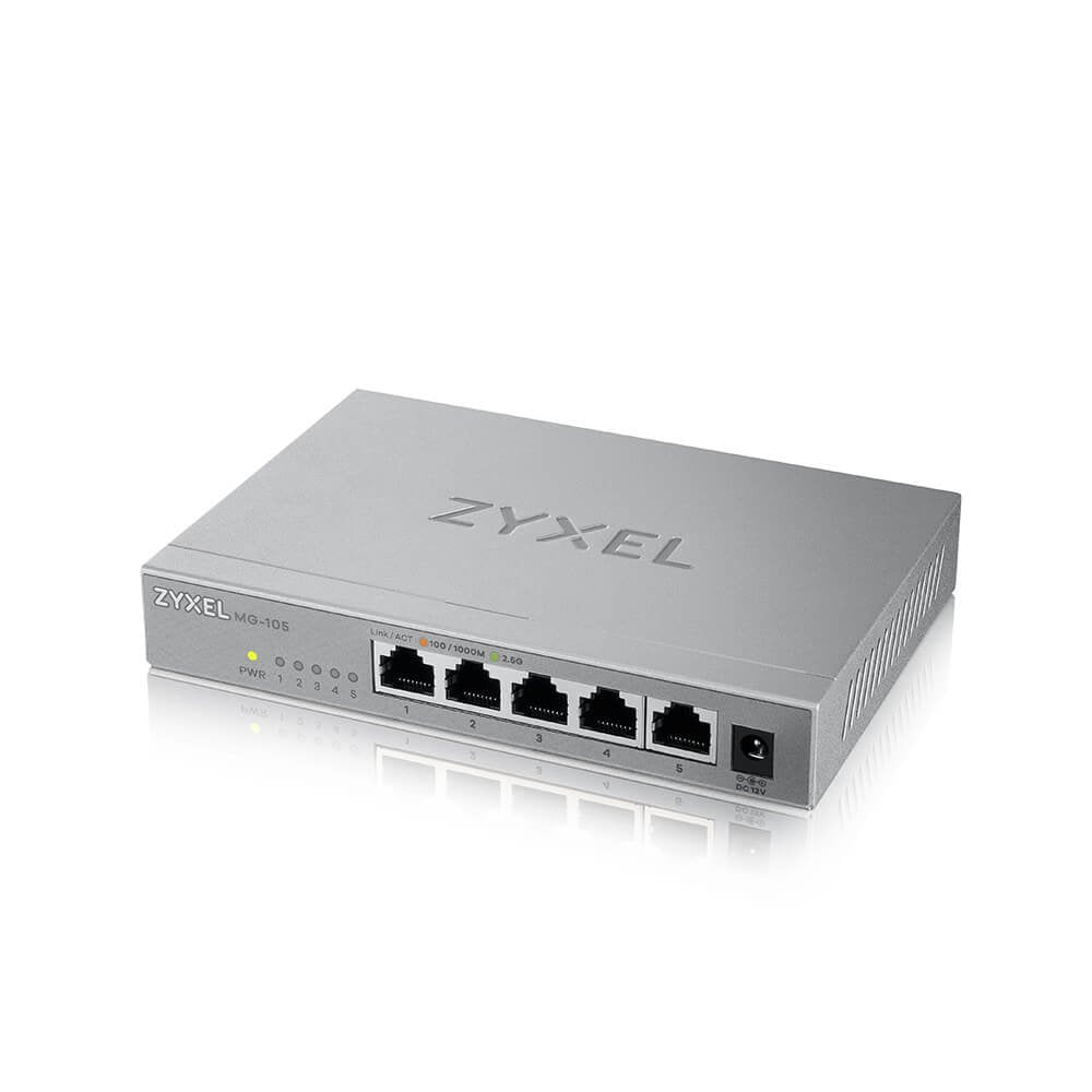 Zyxel Switch Unmanaged Layer2 5 Port Â&Hll 5x 10/2.5 Gbe Â&Hll 1x Sfp + Â&Hll Desktop Â&Hll Ventiladorlos Â&Hll Xmg-105