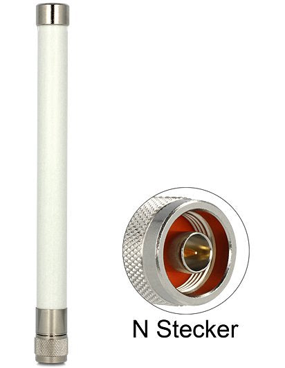 Delock Wlan 802.11 Ac A B G N Antenne N Stecker 4.5 - 7.0 Dbi 22cm Omnidirektional Starr Outdoor Weiss