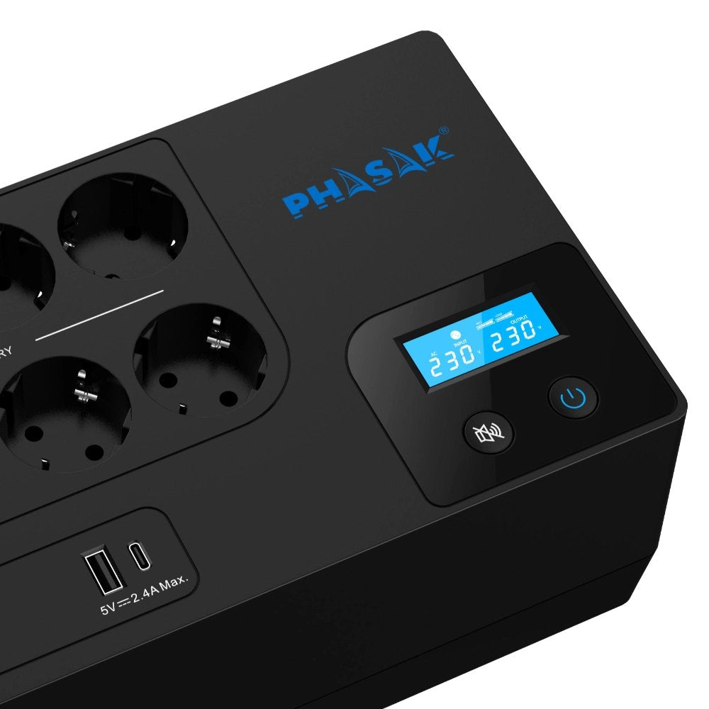 Sai Línea Interactiva Phasak Smart Home 1050va 1050va-600w 8 Salidas Formato Bloque