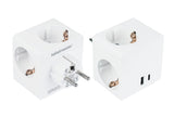 Enchufe Cubo Good Connections Kabelmeister  De 3 Vías, 2x Usb, Regleta Blanca, 1x Usb-C Pd 3.0 20w, 1x Usb-A 18w Sw01-W