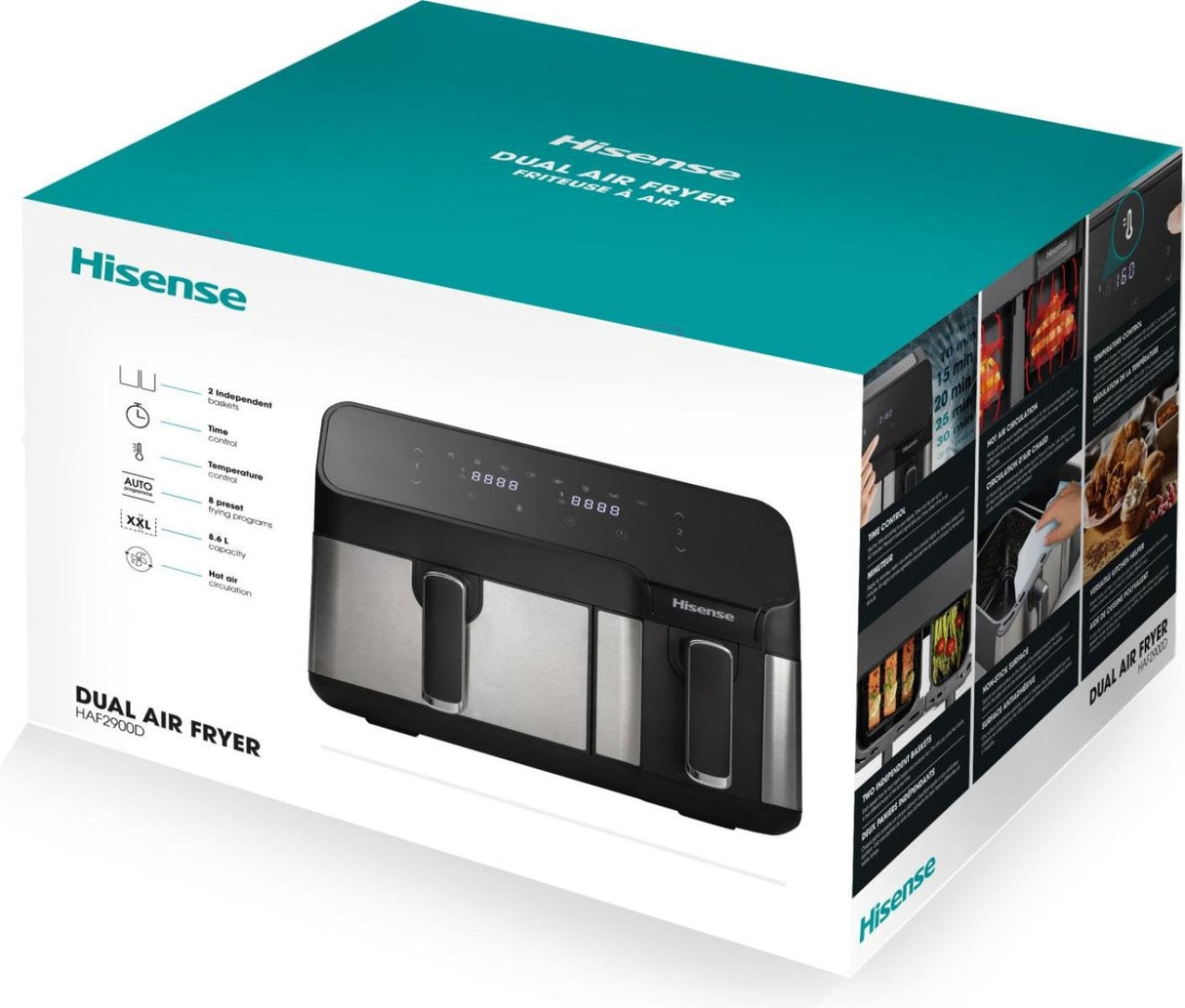 EAN 3838782657405 - Hisense HAF2900D Doble 8,6 L Independiente 1700 W Freidora de aire caliente Negro imagen 9