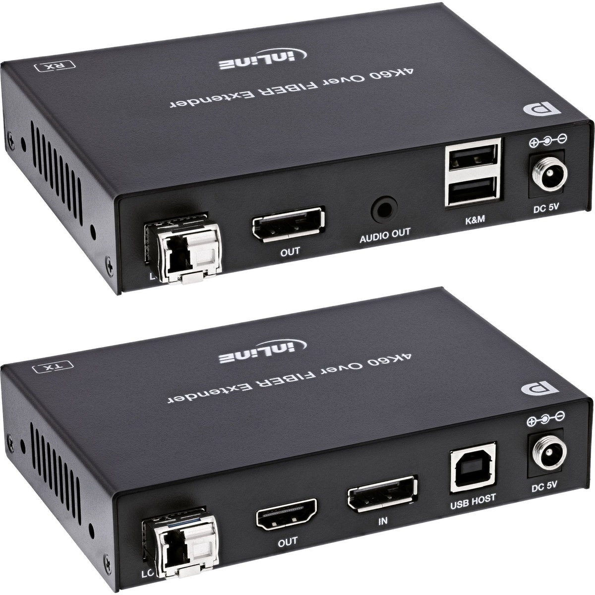 Kvm Extender, Displayport 4k/60hz, Fiber Singlemode, 10km , Set Inline