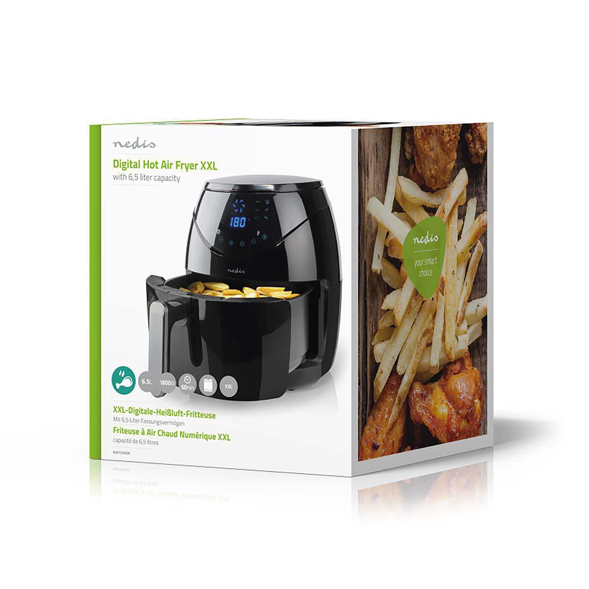 Nedis Freidora De Aire Caliente  6.5 L  Minutero: 60 Min  Digital  Negro