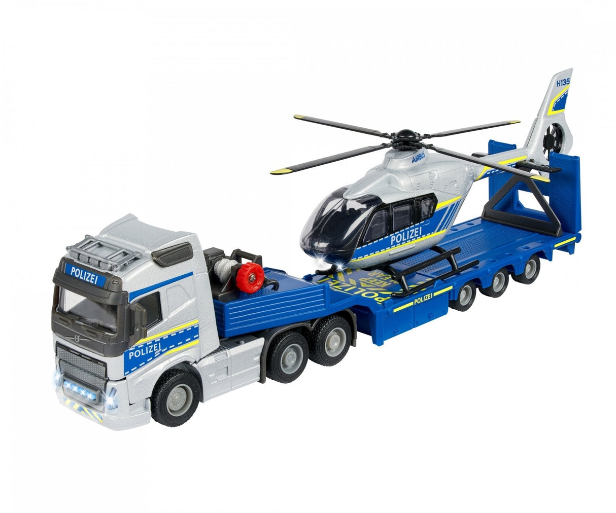 Majorette Volvo Polizei-Transporter Fh-16 Lkw Mit Auflieger Und Airbus Hubschrauber, Spielfahrzeug 213716000