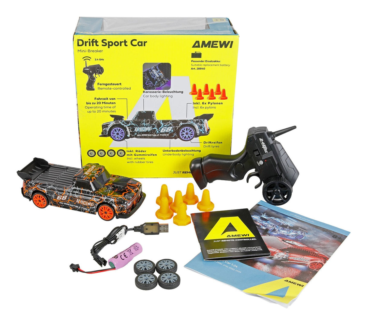 Amewi Drift Sport Car Mini-Breaker 4wd 1:24 Rtr Naranja 6+