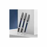 Pluma Estilográfica Waterman Hémisphère | Lacado Negro Y Azul Con Adornos De Paladio | Plumín Fino De Acero Inoxidable | Estuche De Regalo