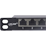 Inline® 10" Patch Panel Cat.6a 0.5u 12-Port, With Dust Projoection, Negro
