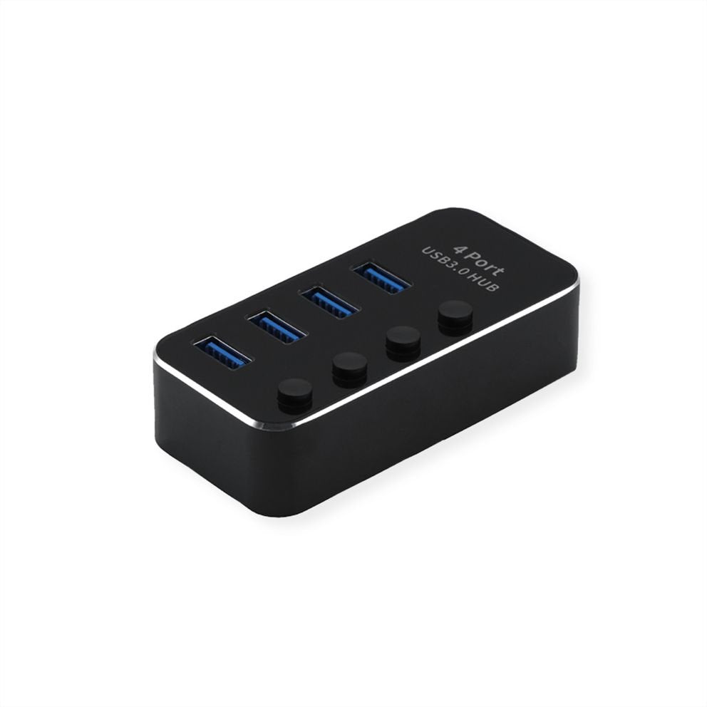 Roline Usb 3.2 Gen 1 Notebook Hub, 4 Ports, Einzeln Schaltbar, Schwarz