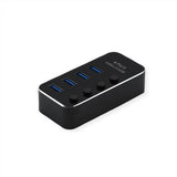 Roline Usb 3.2 Gen 1 Notebook Hub, 4 Ports, Einzeln Schaltbar, Schwarz