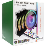 Ventilador Inter-Tech 120 * 120 * 25 Argus Rgb-Fan Set Rs-07, 3x Led Al Retail