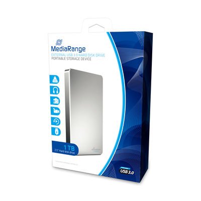 Mediarange Usb 3.0 Hdd 1tb Disco Duro Externo 1000 Gb Plata