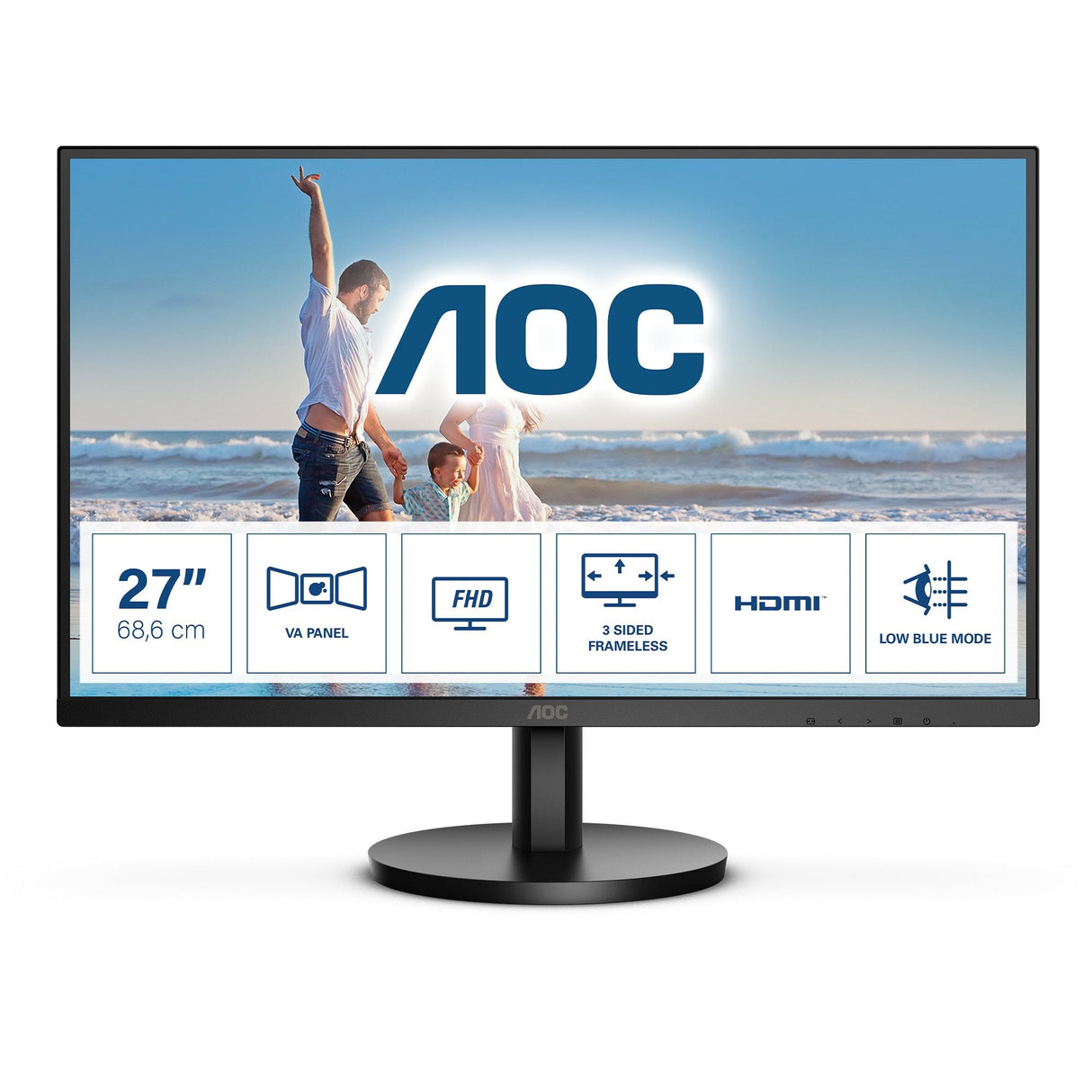 Monitor Aoc  27" 27b3hm Fhd Hdmi+Vga Negro Re