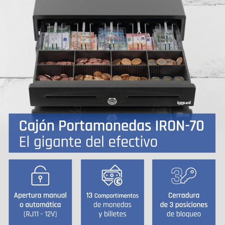 EAN 8435364317433 - iggual IRON-70 Cajón de efectivo automático y manual imagen 3