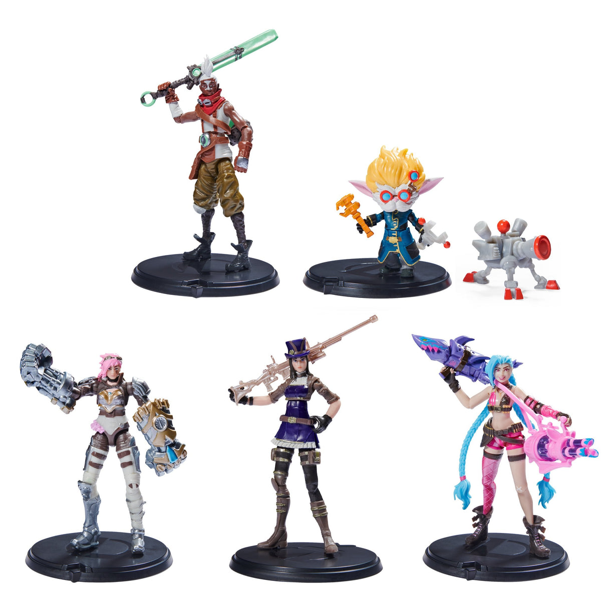 Spin Master League Of Legends - Paquete De 5 Figuras De Acción De 10 Cm (Vi, Caitlyn, Ekko, Heimerdinger Y Jinx Exclusivo) Cada Una Con Accesorios Y Base De Exhibición, Figura De Juego 6062218