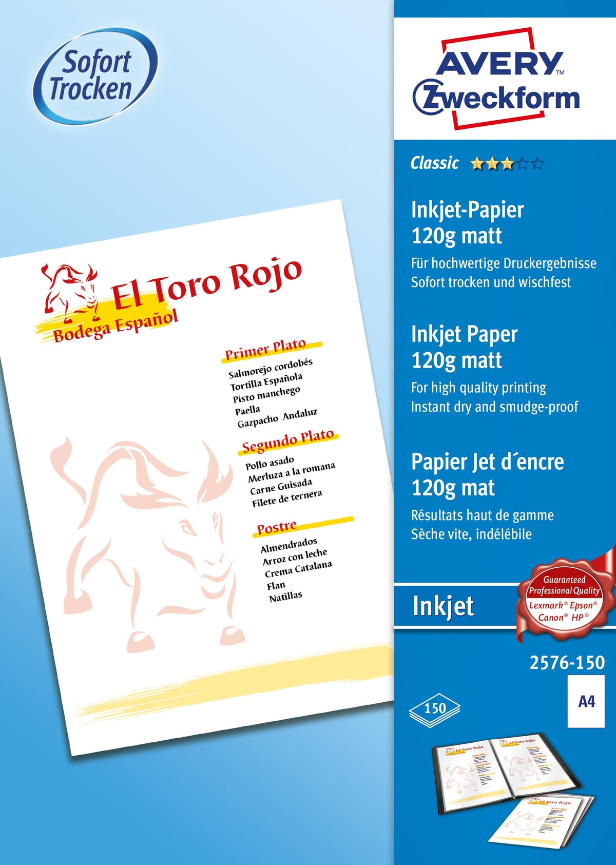 Avery Zweckform Papel Fotográfico 2576-150 Din A4 Mate 120 G Qm 150 Hojas