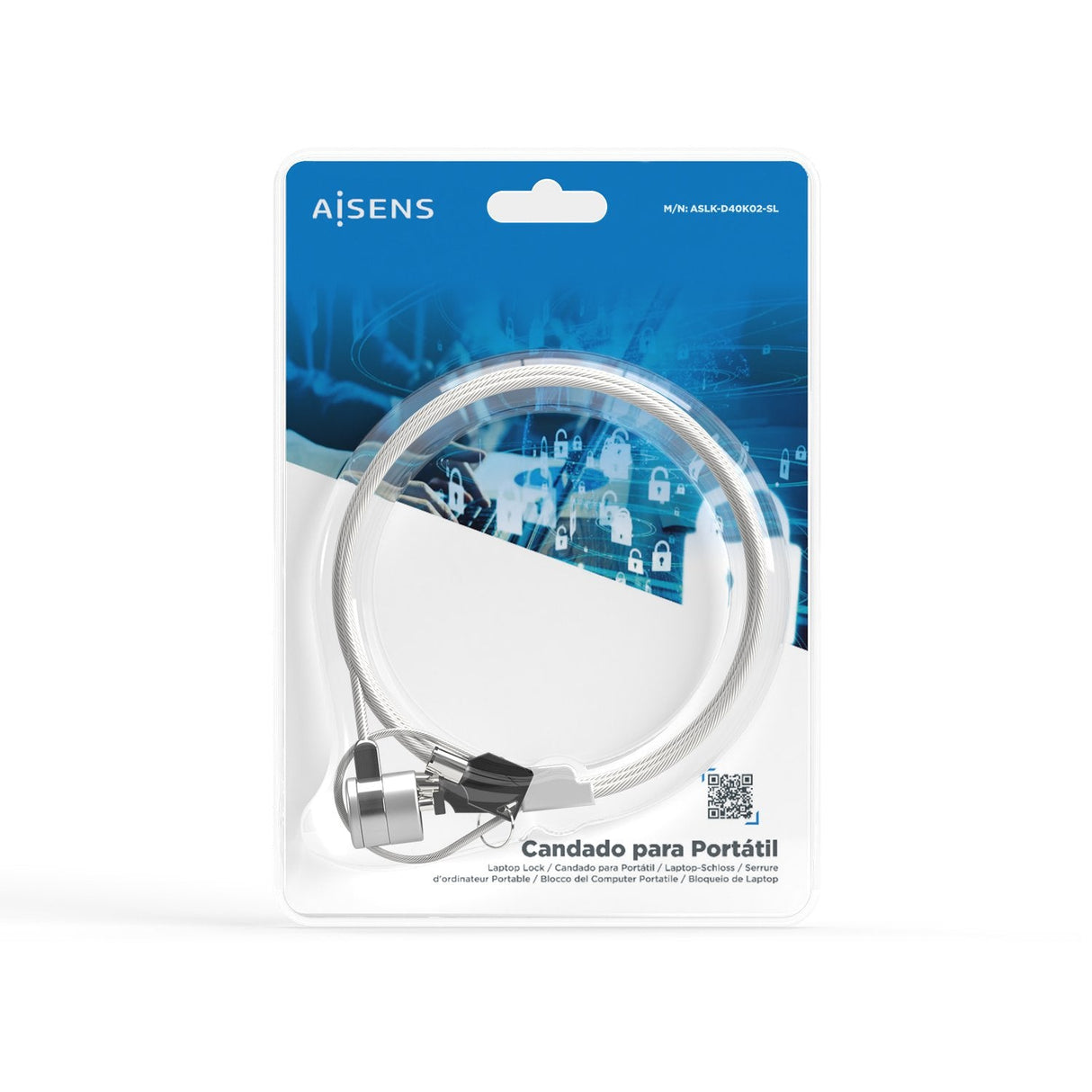 Aisens Cable De Seguridad Con Cerradura De Llave Para Ordenador, Monitor, Portatil - 1.5m