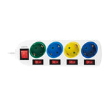 Logilink Regleta De Enchufes De 4 Tomas 4xcee 7/3, W. 5 Interruptores, Coloridos