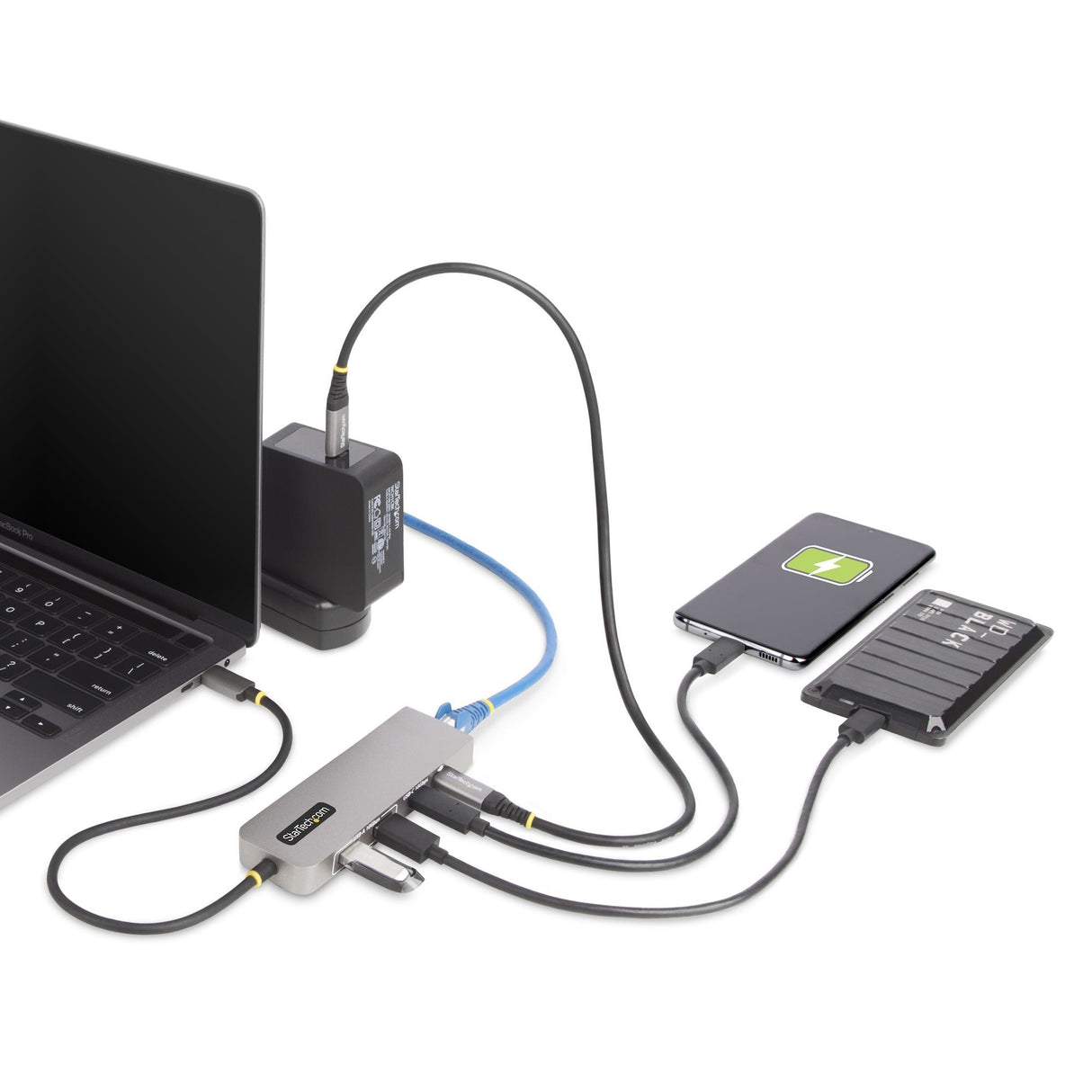 Startech 10g2a1c25epd-Usb-Hub Base Para Portátil Y Replicador De Puertos Alámbrico Usb 3.2 Gen 2 (3.1 Gen 2) Type-C Gris