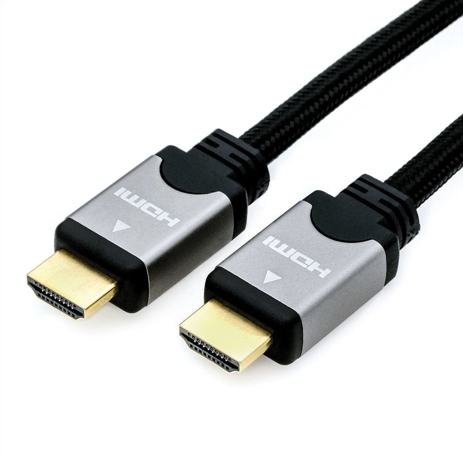 Roline Hdmi High Speed Cable Mit Ethernet, St-St, Schwarz   Silber, 7,5 M