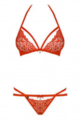 Obsessive 838-Set-3 S/M, Conjunto De Lencería, Rojo, Poliamida, S/M, Monótono