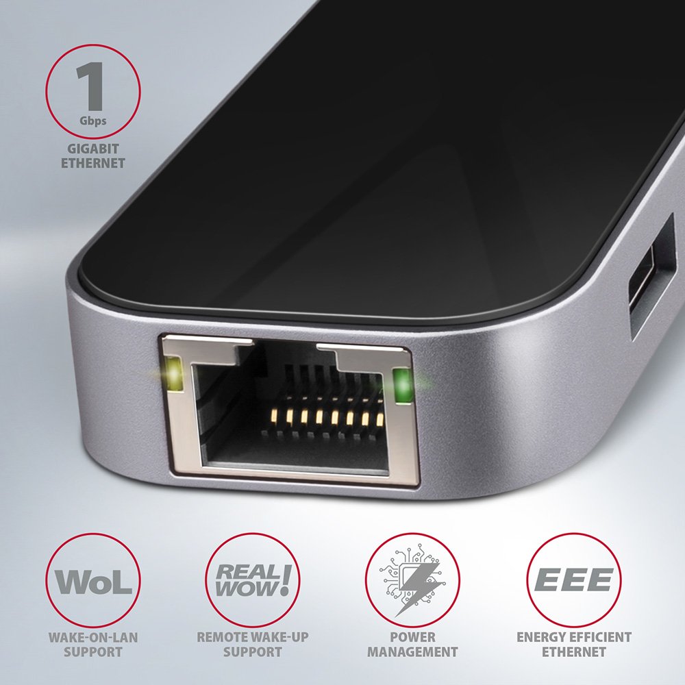 EAN 8595247906182 - Axagon HMC-6GL base para portátil y replicador de puertos Alámbrico USB 3.2 Gen 1 (3.1 Gen 1) Type-C Negr imagen 5