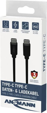 Ansmann Usb Typ-C Zu Typ-C Daten Und Ladecable (Negro, 1,2 Meter, Laden Mit Bis Zu 60 Watt) 1700-0207