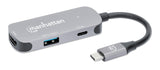 Manhattan 190299 Base Para Portátil Y Replicador De Puertos Alámbrico Usb 3.2 Gen 1 (3.1 Gen 1) Type-C Plata