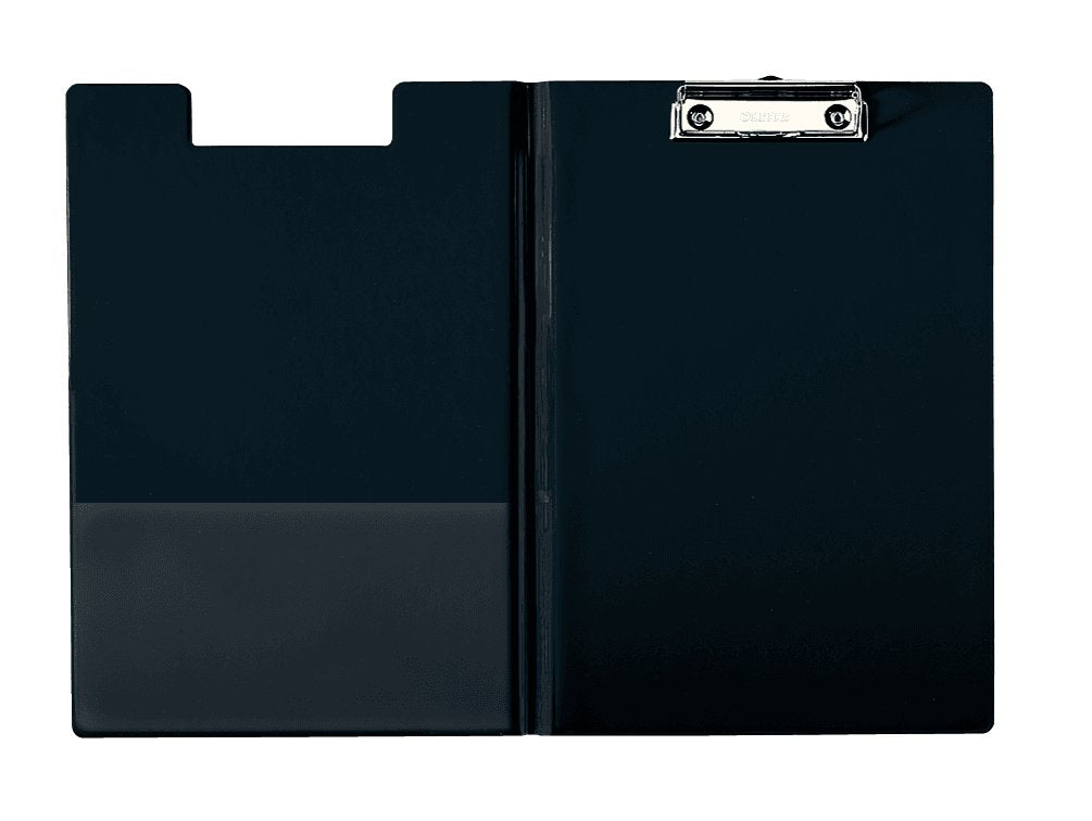 Esselte Carpeta Con Pinza Y Tapa De Carton Forrado Con Pp - Tamaño A4 - Resistente Pinza De Metal - Funda Interior Adicional - Gancho Para Colgar - Ranura Para Boligrafo - Color Negro