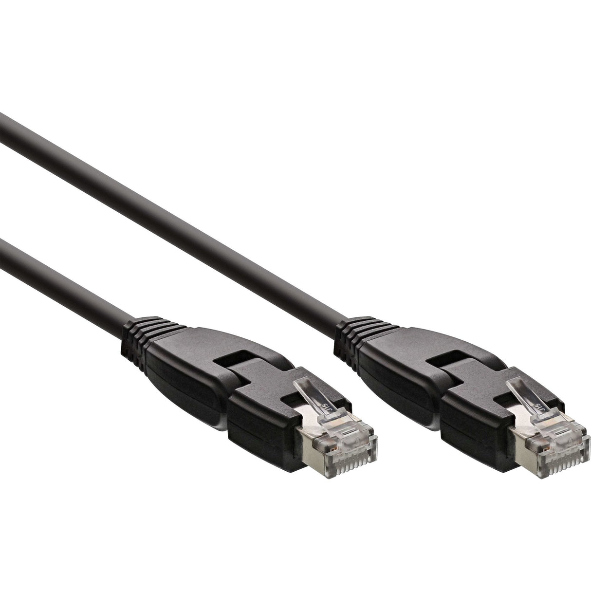 Cable De Red Inline 180° S/Ftp Pimf Cat.6a 500mhz Libre De Halógenos Cobre Negro 1m