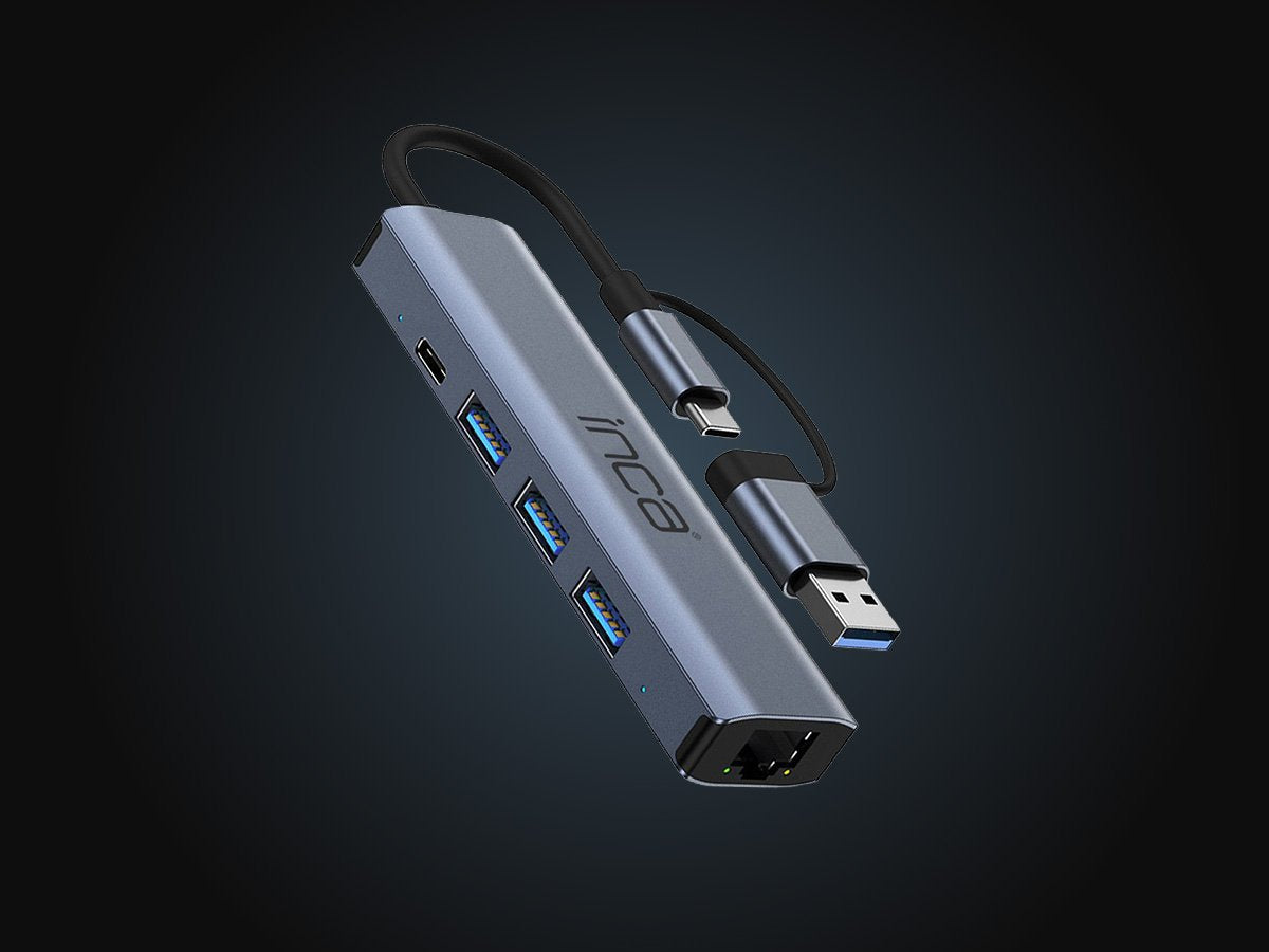 Inca 5-Port Hub Iutp-5t Usb-C A->3xusb-A3.0 Rj45 5gbit S Gr