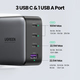 Ugreen Usb-A+3xusb-C 100w Gan Tech Cargador Rápido De Pared Ue Negro