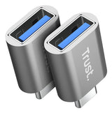 Adaptador Usb-C 3.2 Macho A Usb 3.2 Tipo A Hembra 10gb/S Pack 2 Uds Negro
