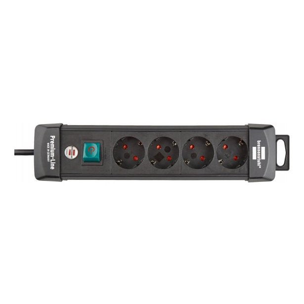 Brennenstuhl Premium-Line 4 Vías Negro, 1,8 M