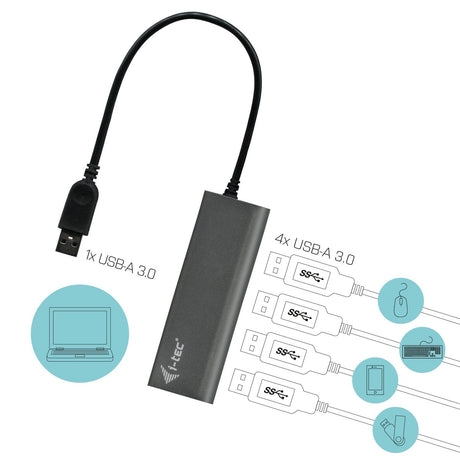 EAN 8595611701092 - i-tec Metal U3HUB448 hub de interfaz USB 3.2 Gen 1 (3.1 Gen 1) Type-A 5000 Mbit/s Gris imagen 4