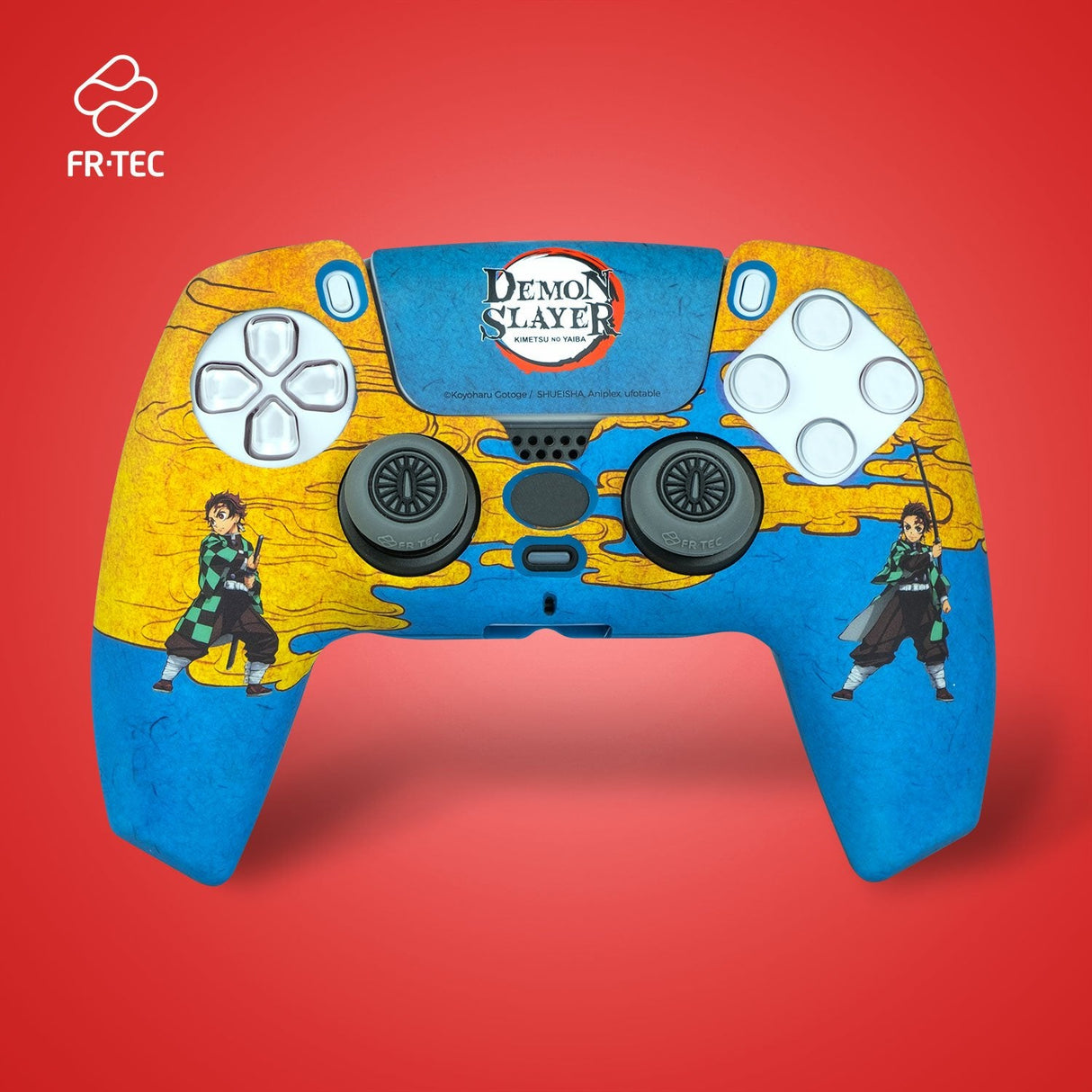 Fr-Tec Demon Slayer Kimetsu No Yaiba Tanjiro Kamado Pack Para Mando Ps5 De Carcasa Rigida + Grips + Sticker Para