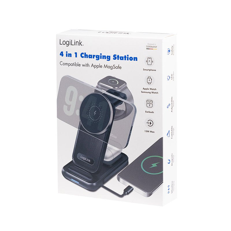 Logilink Wireless Table Charger, 4 In 1, 15w