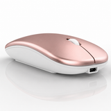 Raton Inalámbrico Recargable 2 En 1 Bluetooth + Usb 2.4g 1600 Dpi Ergonómico Oro Rosa