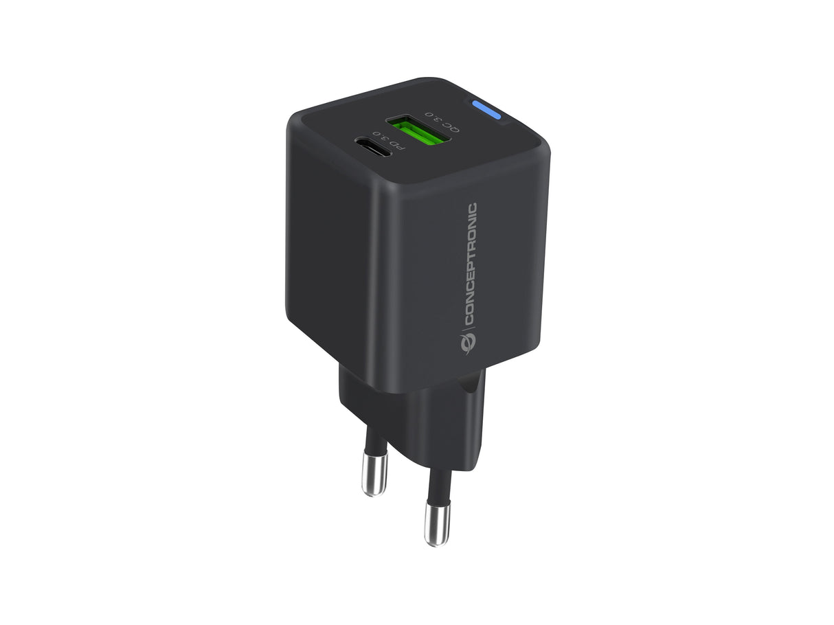 Conceptronic Cargador 2port 33w,1xusb-C,1xusb-A +3-In-1 Sw