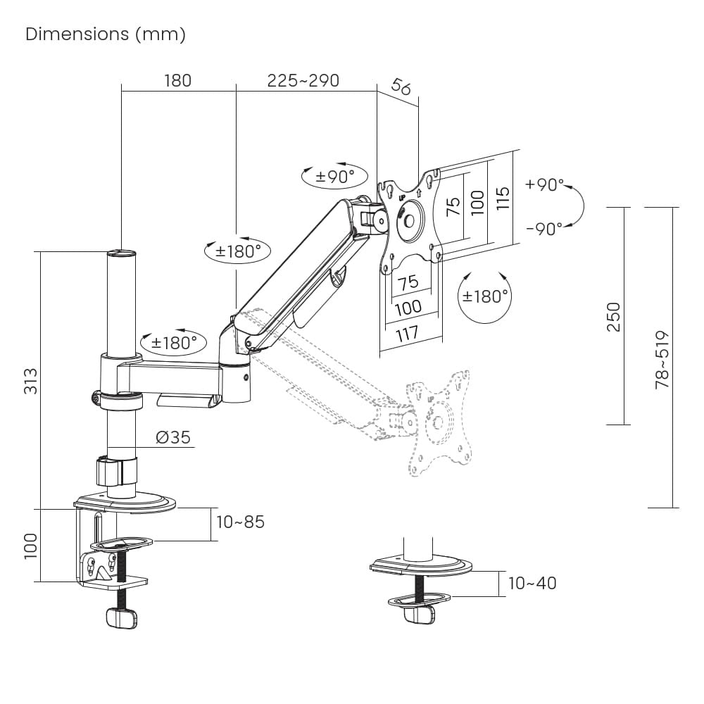 EAN 8716309135344 - Gembird MA-DA1P-02 soporte para monitor 81,3 cm (32") Escritorio Negro imagen 5
