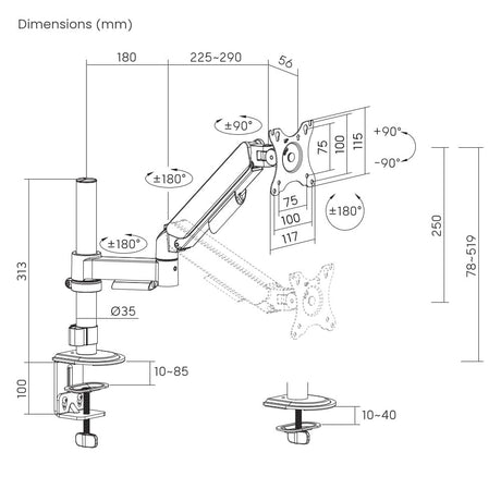 EAN 8716309135344 - Gembird MA-DA1P-02 soporte para monitor 81,3 cm (32") Escritorio Negro imagen 5