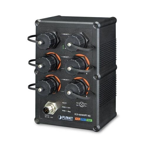 Ip67-Rated Indumrial L2+ 4-Port 10 100 1000t, Ieee 802.3at