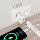 Aisens Cargador Gan 65w, 2xusb-C Pd3.0 Qc4.0, 1xusb-A Qc3.0, Blanco