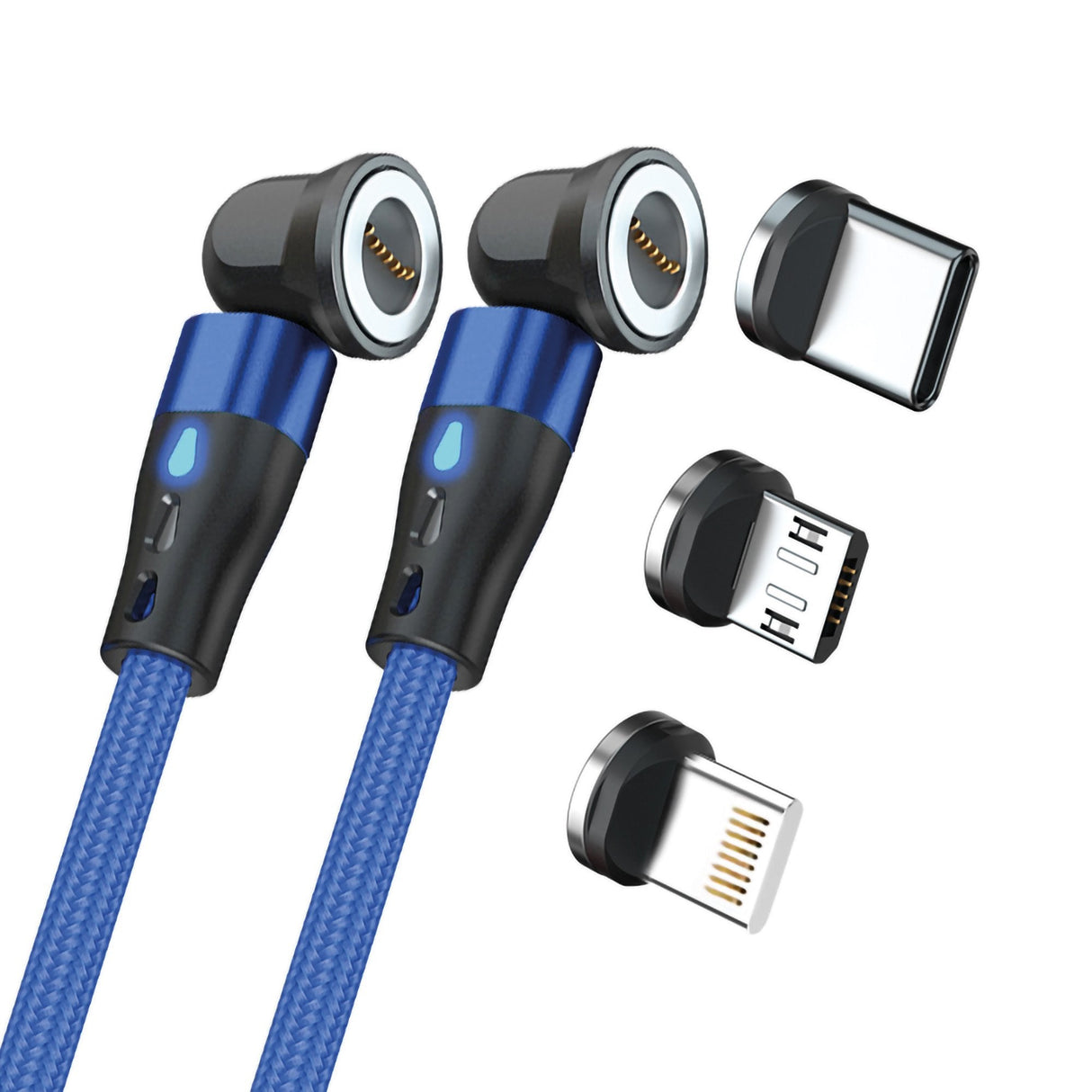 Realpower Magnetic Cable,1m,2x Magnetisch,Azul Con Adaptadorn