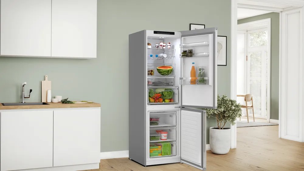 Bosch Home Kgn362laf Serie 4, Combinación De Frigorífico Y Congelador Plateado Kgn362laf